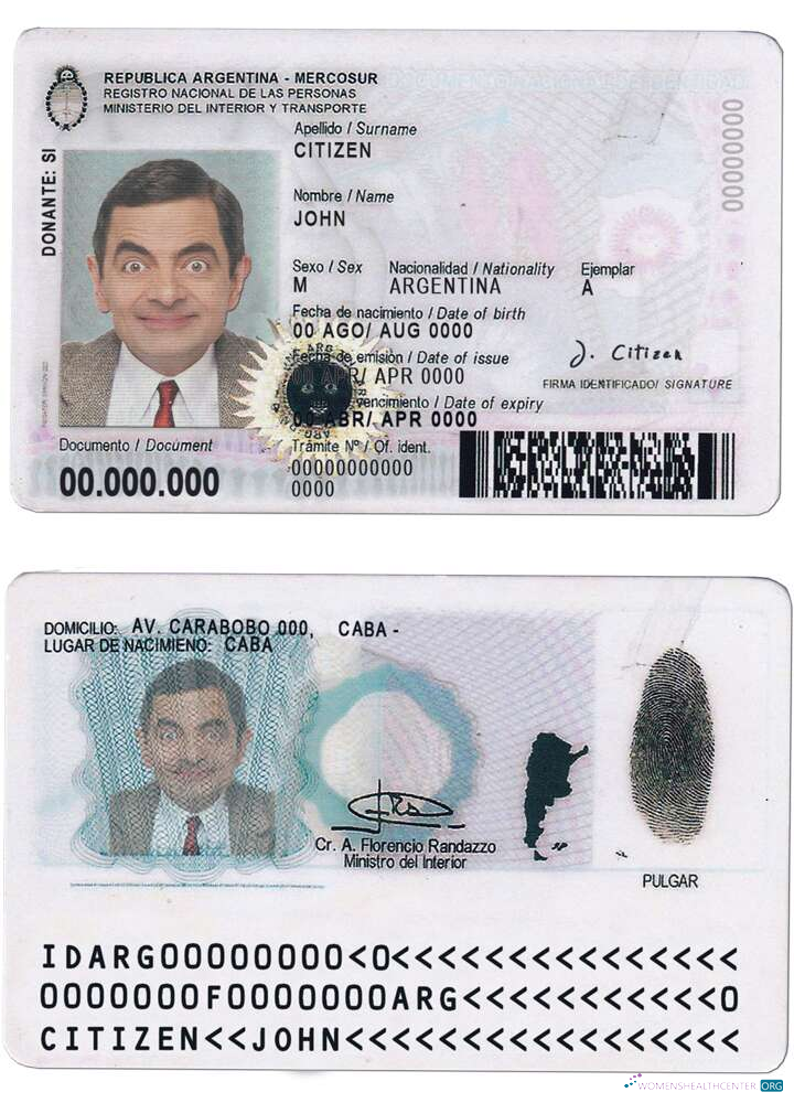 Download Argentina ID card 2020 – present Photoshop template